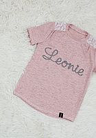 T-Shirt mit Namensschriftzug rosa melange grau 